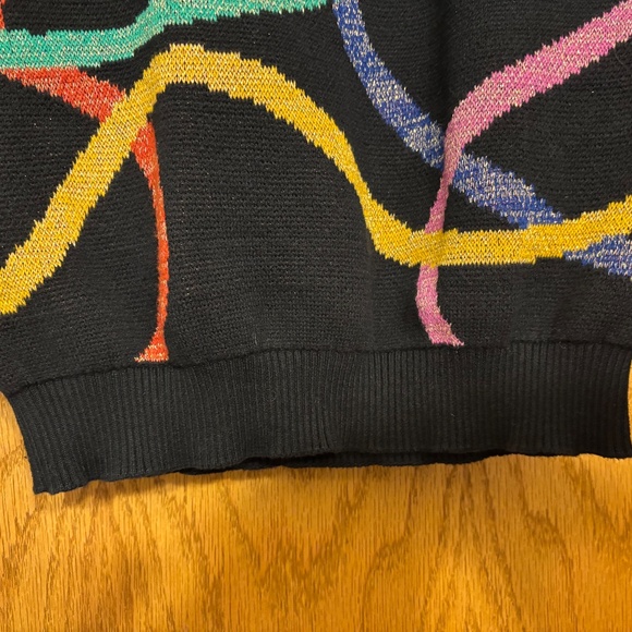 Hanna Andersson Black Sweater Dress with Rainbow Squiggle Pattern – Size 8 (130 - Picture 5 of 6